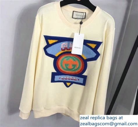 gucci 80s patch sweater|Wool sweater with Gucci patch .